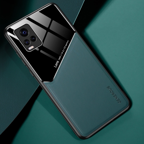 

For Vivo S7 / V20 Pro All-inclusive Leather + Organic Glass Phone Case with Metal Iron Sheet(Dark Green)