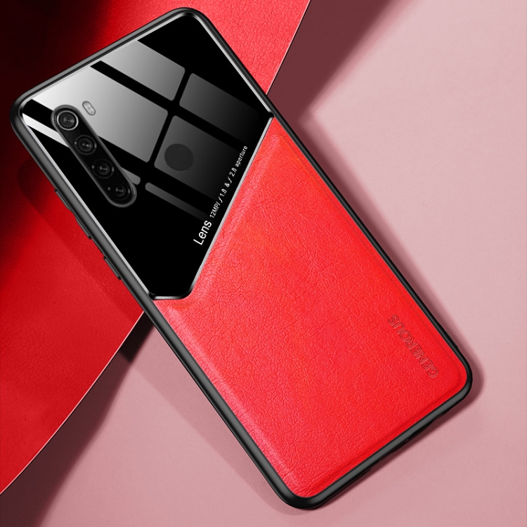 

For Xiaomi Redmi Note 8 All-inclusive Leather + Organic Glass Phone Case with Metal Iron Sheet(Red)