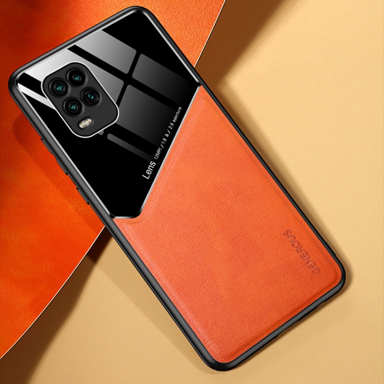 

For Xiaomi Mi 10 Youth All-inclusive Leather + Organic Glass Phone Case with Metal Iron Sheet(Orange)