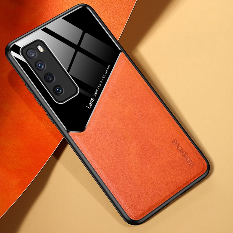 

For Huawei nova 7 5G All-inclusive Leather + Organic Glass Protective Case with Metal Iron Sheet(Yellow)