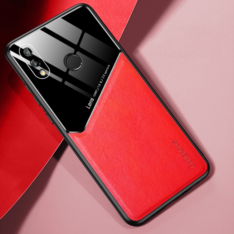 

For Huawei P20 Lite All-inclusive Leather + Organic Glass Protective Case with Metal Iron Sheet(Red)