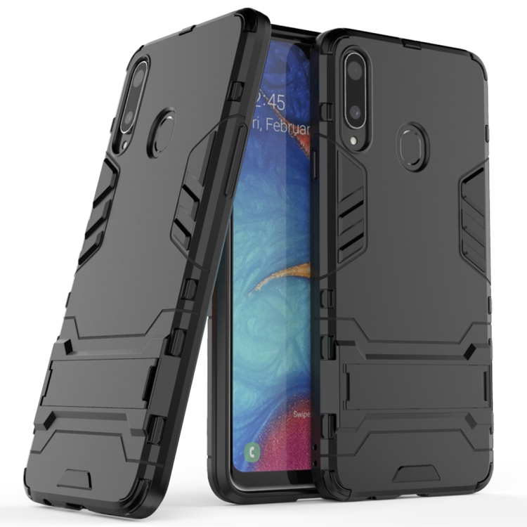 

For Samsung Galaxy A20s PC + TPU Shockproof Case with Holder(Black)