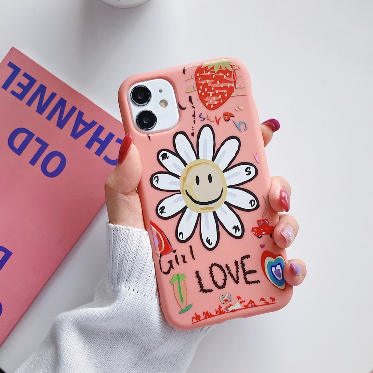 

For iPhone 11 Sun Flower Pattern Shockproof TPU Protective Case(Pink)