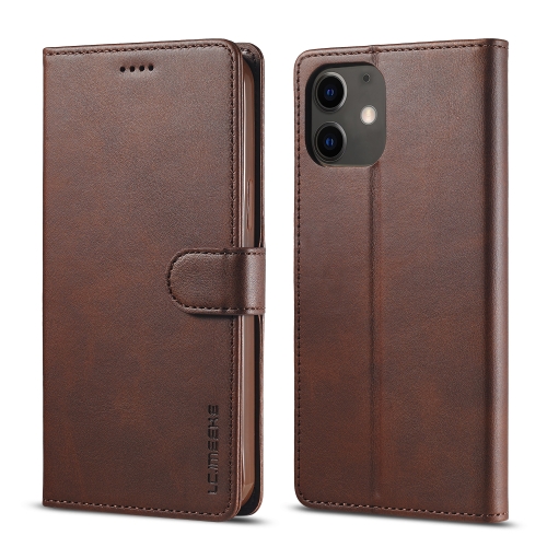 

For iPhone 12 / 12 Pro LC.IMEEKE Calf Texture Horizontal Flip Leather Case with Holder & Card Slots & Wallet(Brown)