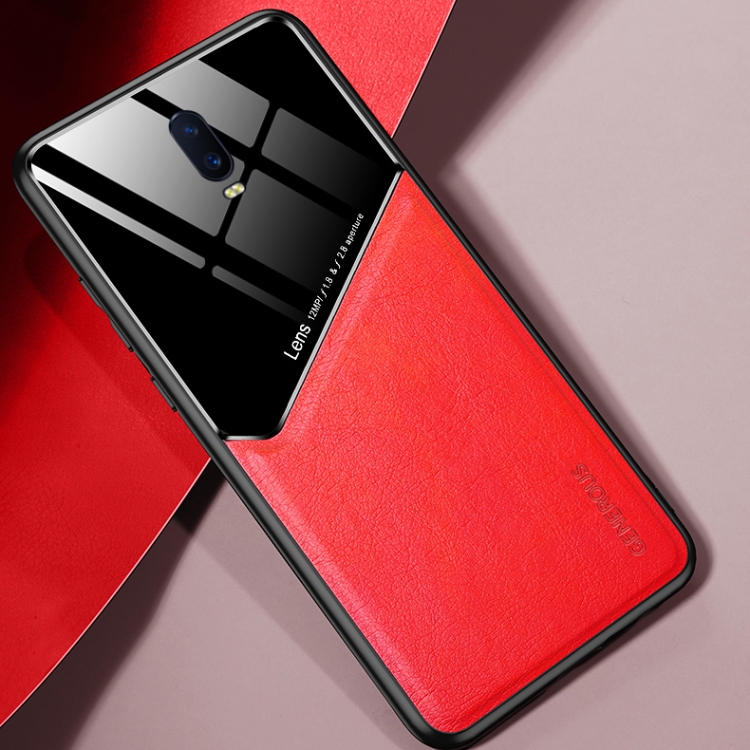 

For OPPO R17 All-inclusive Leather + Organic Glass Protective Case with Metal Iron Sheet(Red)