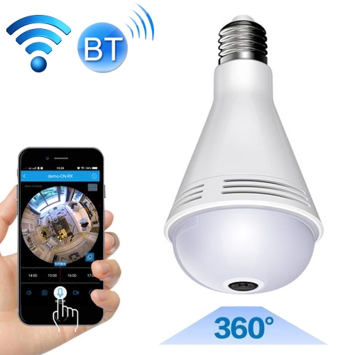 

B13-Y 1.3 Million Pixels 360-degrees Panoramic Lighting Monitoring Dual-use Colorful Bluetooth WiFi Network HD Bulb Camera, Support Motion Detection & Two-way voice, Specification:Host+32G Card(White)