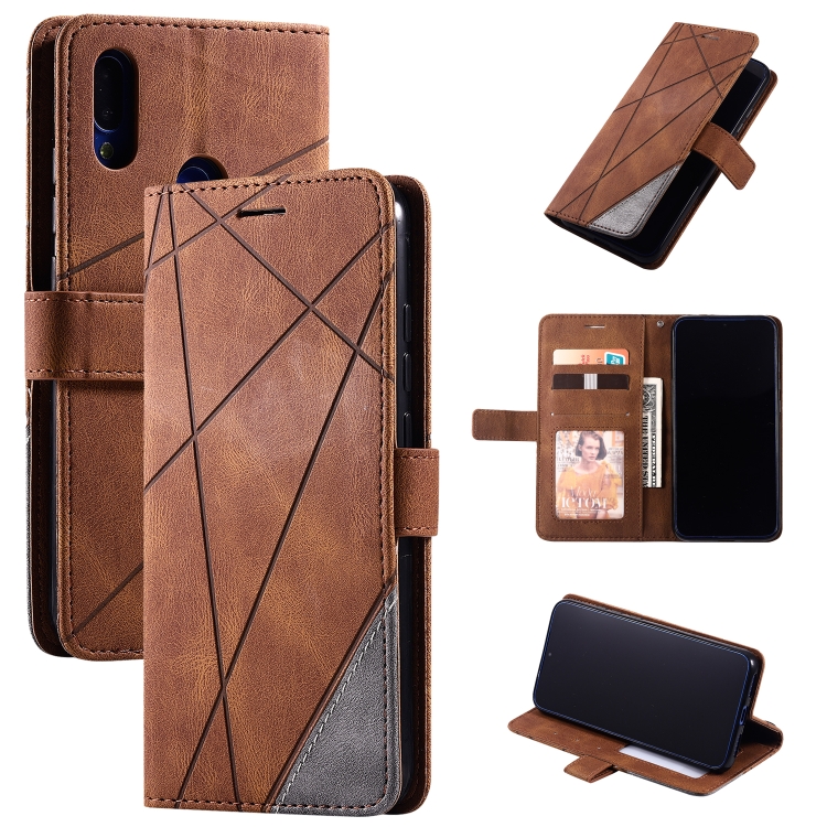 

For Xiaomi Redmi Note 7 / Note 7 Pro Skin Feel Splicing Horizontal Flip Leather Case with Holder & Card Slots & Wallet & Photo Frame(Brown)