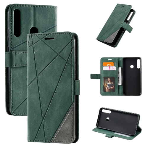 

For Huawei P40 Lite E / Y7p / Honor 9C Skin Feel Splicing Horizontal Flip Leather Case with Holder & Card Slots & Wallet & Photo Frame(Green)