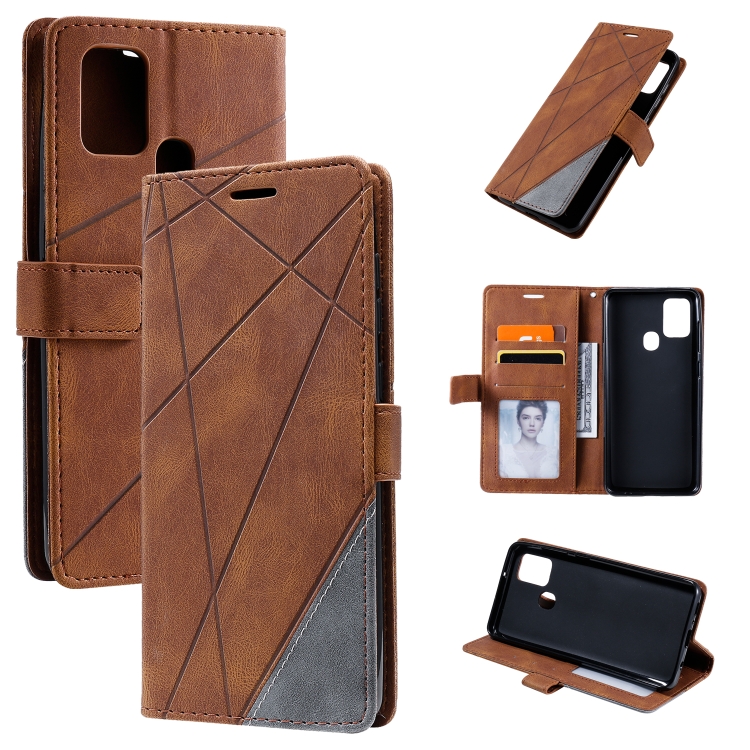 

For Samsung Galaxy A21s Skin Feel Splicing Horizontal Flip Leather Case with Holder & Card Slots & Wallet & Photo Frame(Brown)