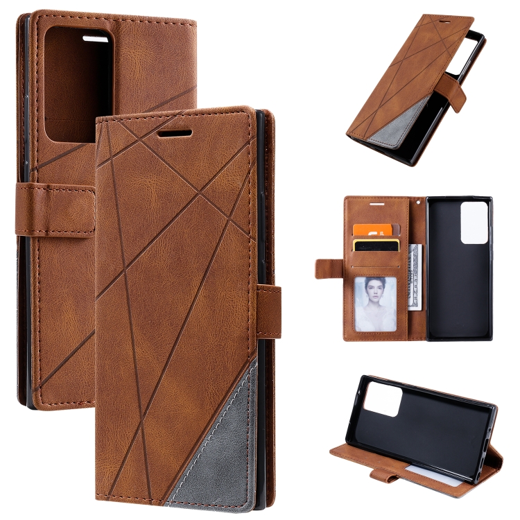 

For Samsung Galaxy Note20 Ultra Skin Feel Splicing Horizontal Flip Leather Case with Holder & Card Slots & Wallet & Photo Frame(Brown)