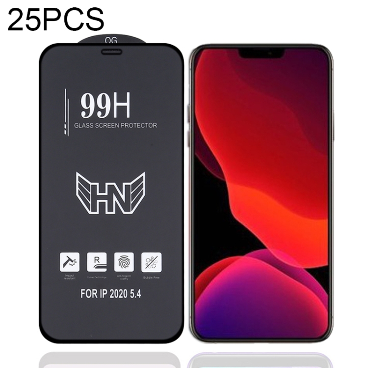 

For iPhone 12 mini 25 PCS High Aluminum Large Arc Full Screen Tempered Glass Film