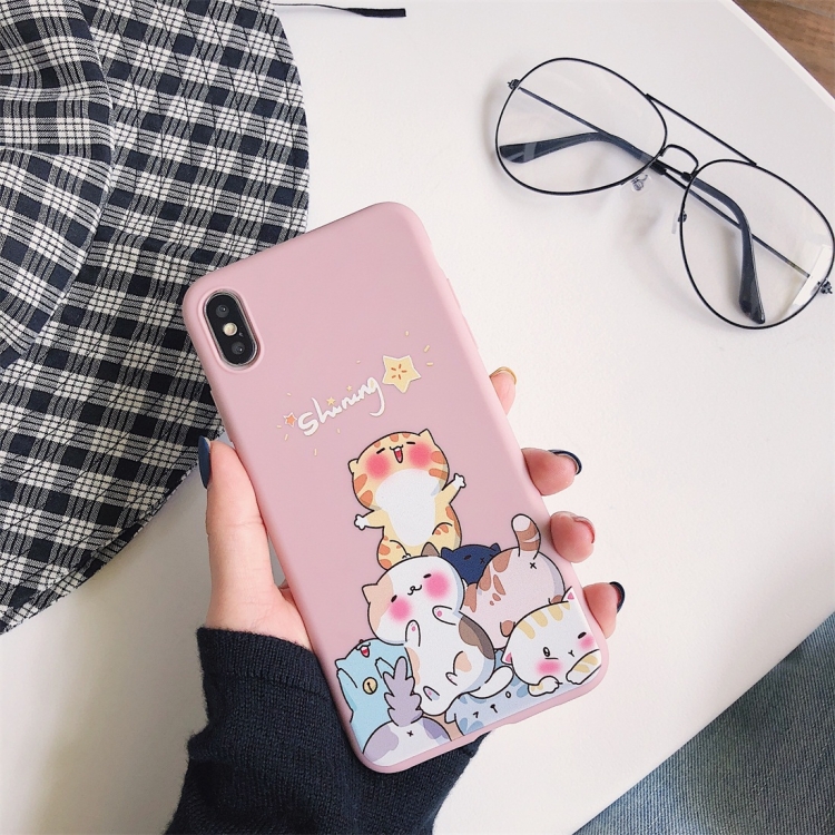 

For iPhone X / XS Cartoon Cat Pattern TPU Protective Case(Shining Star)