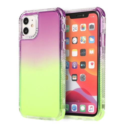 

For iPhone 12 / 12 Pro 3 In 1 Dreamland PC + TPU Gradient Two-color Transparent Border Protective Case(Purple Green)