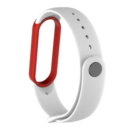 

For Xiaomi Mi Band 5 Silicone Replacement Strap Watchband(White Red)