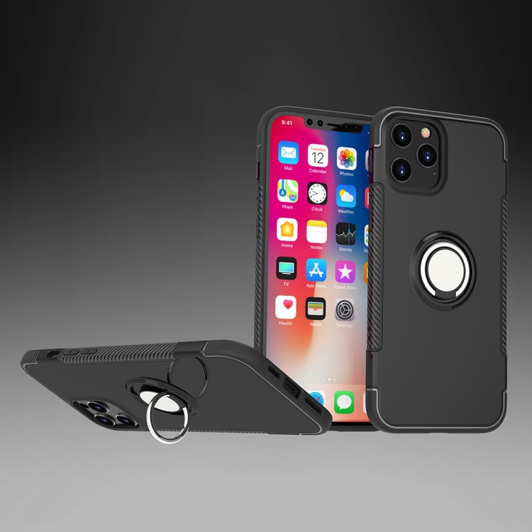 

For iPhone 12 / 12 Pro Magnetic 360 Degree Rotation Ring Holder Armor Protective Case(Black)