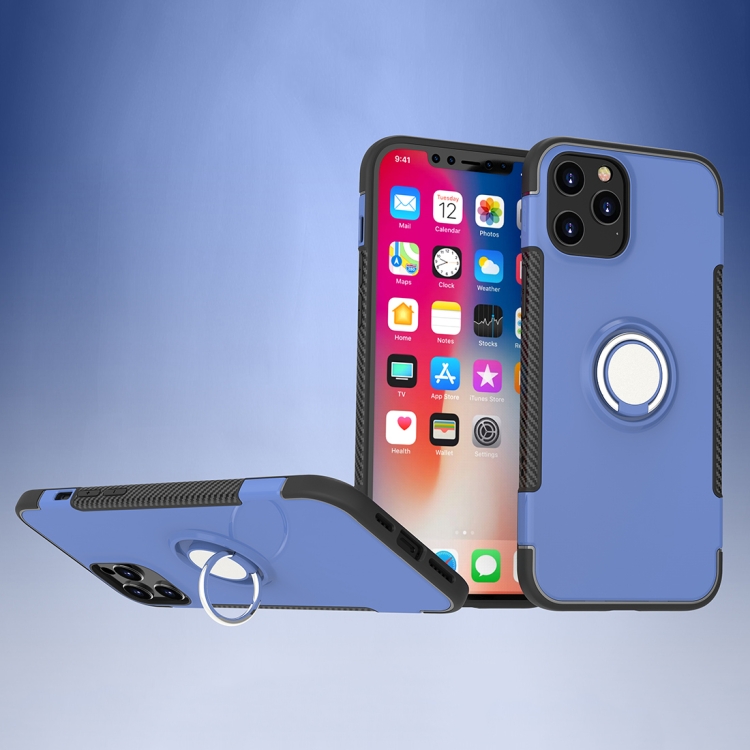 

For iPhone 12 Pro Max Magnetic 360 Degree Rotation Ring Holder Armor Protective Case(Sapphire Blue)