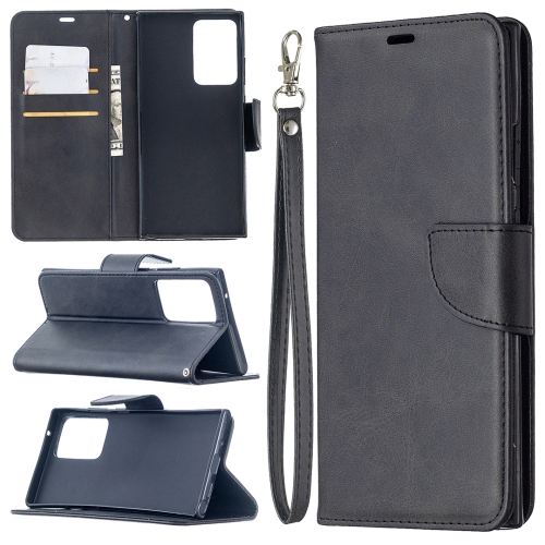 

For Samsung Galaxy Note 20 Ultra Retro Lambskin Texture Pure Color Horizontal Flip PU Leather Case, with Holder & Card Slots & Wallet & Lanyard(Black)