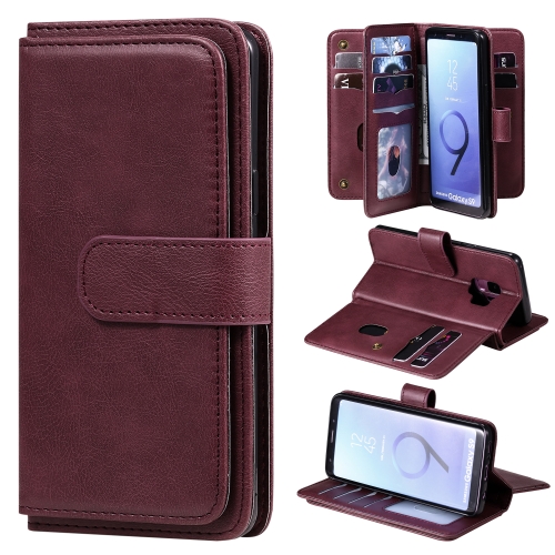 

For Samsung Galaxy S9 Multifunctional Magnetic Copper Buckle Horizontal Flip Solid Color Leather Case with 10 Card Slots & Wallet & Holder & Photo Frame(Wine Red)