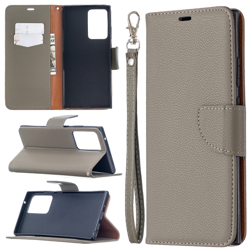 

For Samsung Galaxy Note20 Ultra Litchi Texture Pure Color Horizontal Flip Leather Case with Holder & Card Slots & Wallet & Lanyard(Grey)