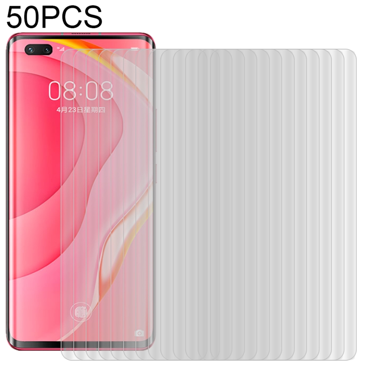 

For Huawei Nova 7 Pro 50 PCS 3D Curved Silk-screen PET Full Coverage Protective Film(Transparent)