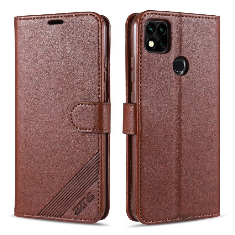 

For Xiaomi Redmi 9C AZNS Sheepskin Texture Horizontal Flip Leather Case with Holder & Card Slots & Wallet(Brown)