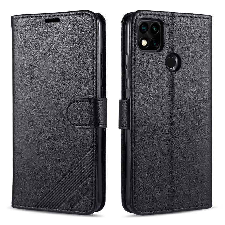 

For Xiaomi Redmi 9C AZNS Sheepskin Texture Horizontal Flip Leather Case with Holder & Card Slots & Wallet(Black)