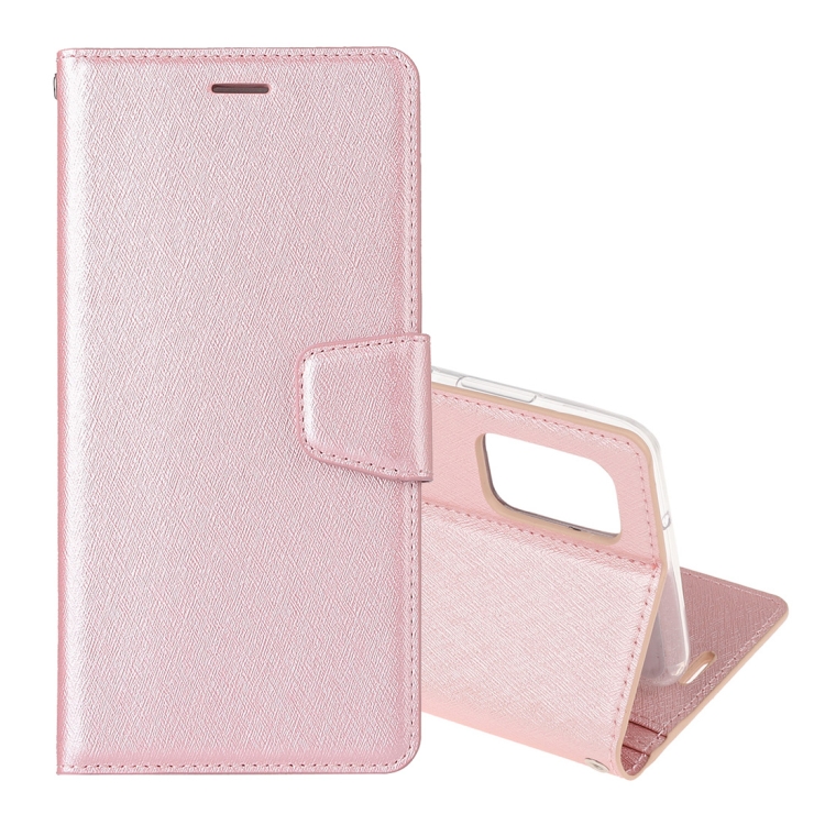 

For OPPO Reno4 Pro Silk Texture Horizontal Flip Leather Case with Holder & Card slots & Wallet & Photo Frame(Rose Gold)