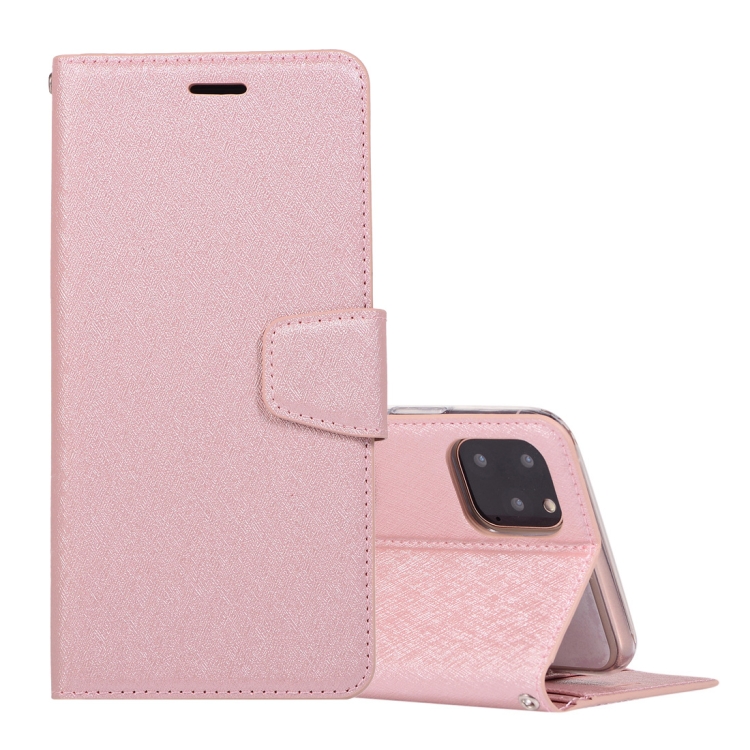 

For iPhone 12 Pro Max Silk Texture Horizontal Flip Leather Case with Holder & Card slots & Wallet & Photo Frame(Rose Gold)