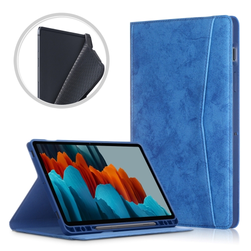 

For Samsung Galaxy Tab S7 T870/T875 TPU Front Support Horizontal Flip Leather Case with Holder & Pen Slot & Sleep / Wake-up Function(Dark Blue)