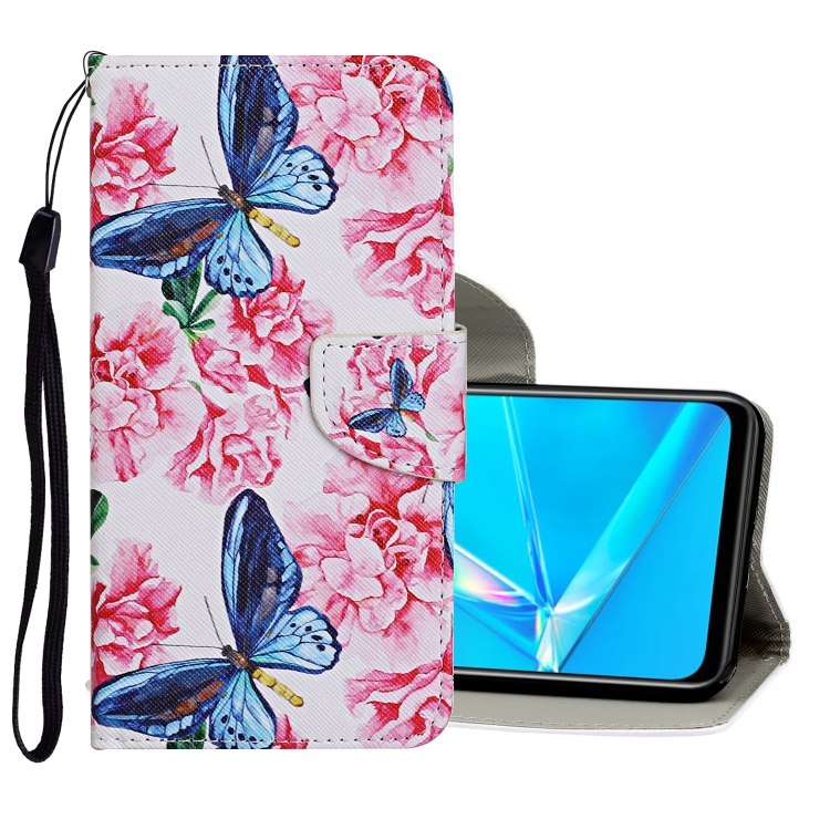 

For OPPO A12 Colored Drawing Pattern Horizontal Flip Leather Case with Holder & Card Slots & Wallet(Butterfly and Flowers)