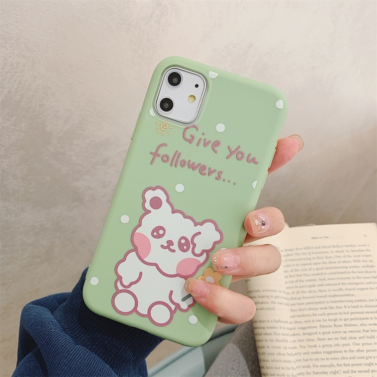 

For iPhone 11 Cartoon Pattern Frosted TPU Protective Case(Green Rabbit)