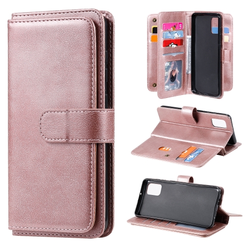 

For Samsung Galaxy A31 / A315 Multifunctional Magnetic Copper Buckle Horizontal Flip Solid Color Leather Case with 10 Card Slots & Wallet & Holder & Photo Frame(Rose Gold)