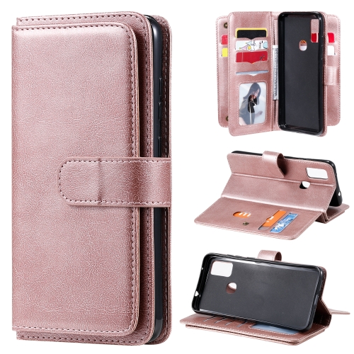 

For Samsung Galaxy M51 Multifunctional Magnetic Copper Buckle Horizontal Flip Solid Color Leather Case with 10 Card Slots & Wallet & Holder & Photo Frame(Rose Gold)