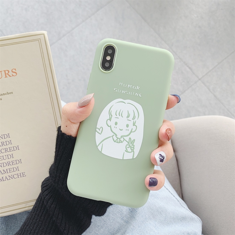 

For iPhone X / XS Cartoon Pattern Frosted TPU Protective Case(Green Girl)