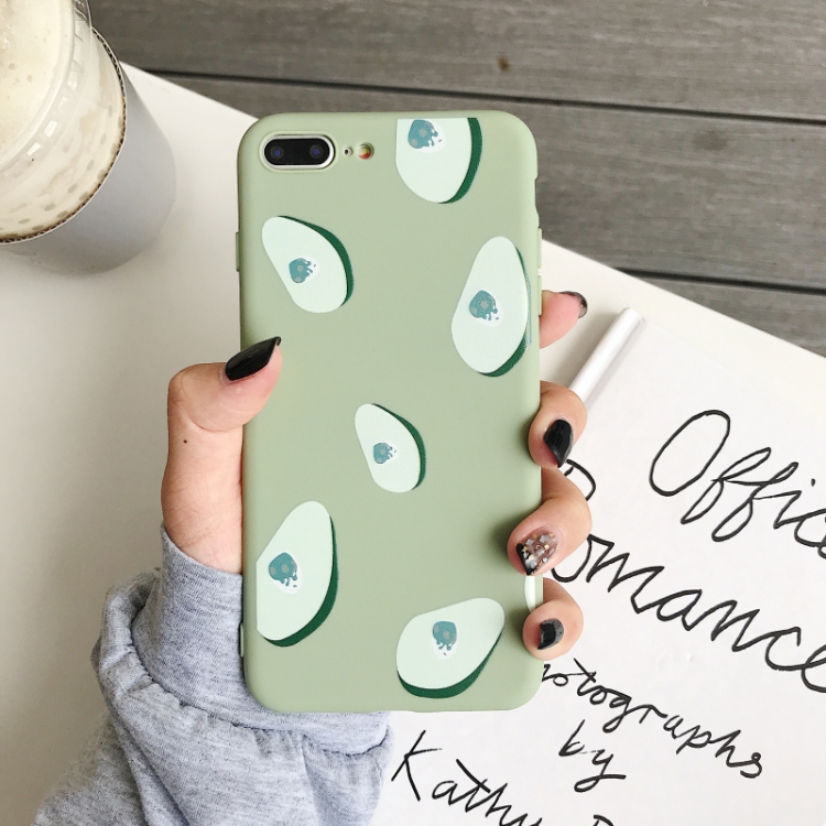 

For iPhone 8P / 7P Cartoon Fruit Pattern Frosted TPU Protective Case(Avocado)