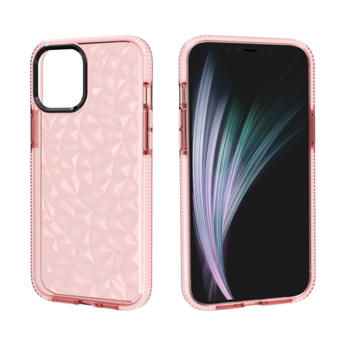 

For iPhone 12 Pro Max Shockproof Diamond Texture TPU Protective Case(Pink)
