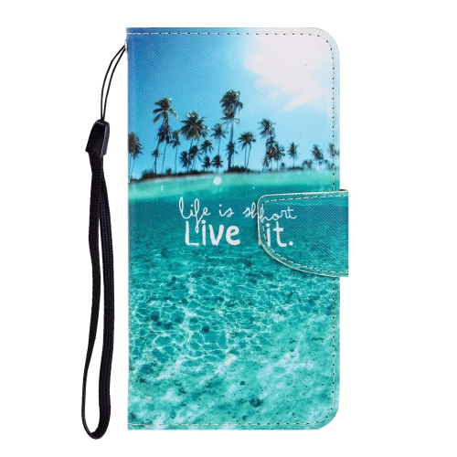

For Vivo Y17 / Y12 / Y15 3D Colored Drawing Horizontal Flip PU Leather Case with Holder & Card Slots & Wallet(Coconut Tree)