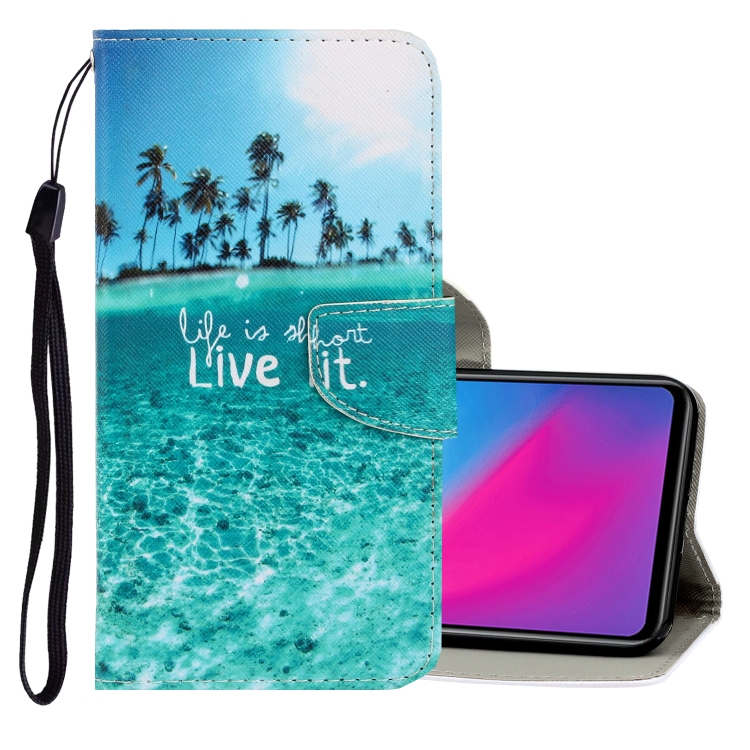 

For Vivo Y91C 3D Colored Drawing Horizontal Flip PU Leather Case with Holder & Card Slots & Wallet(Coconut Tree)