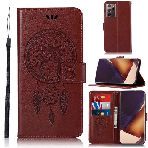

For Samsung Galaxy Note 20 Ultra Wind Chime Owl Embossing Pattern Horizontal Flip Leather Case, with Holder & Card Slots & Wallet(Brown)