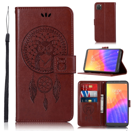 

For Huawei Y5P / Honor 9s Wind Chime Owl Embossing Pattern Horizontal Flip Leather Case, with Holder & Card Slots & Wallet(Brown)