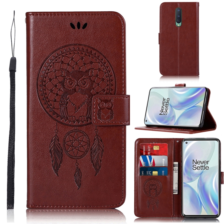 

For OnePlus 8 Wind Chime Owl Embossing Pattern Horizontal Flip Leather Case, with Holder & Card Slots & Wallet(Brown)