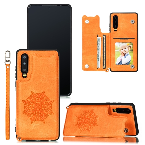 

For Huawei P30 Mandala Embossed PU + TPU Case with Holder & Card Slots & Photo Frame & Strap(Yellow)