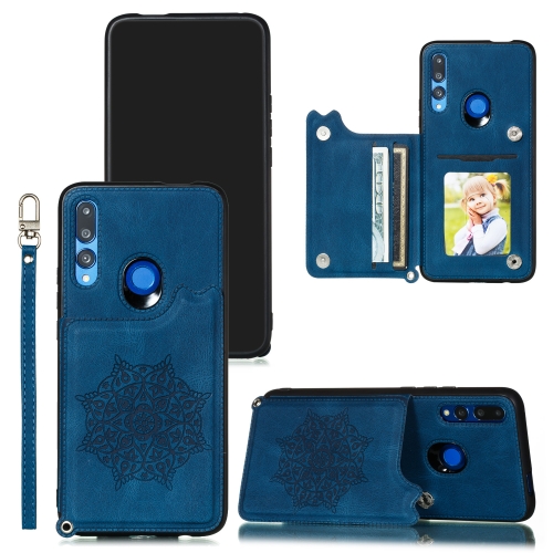 

For Huawei P Smart Z / Y9 Prime Mandala Embossed PU + TPU Case with Holder & Card Slots & Photo Frame & Strap(Blue)