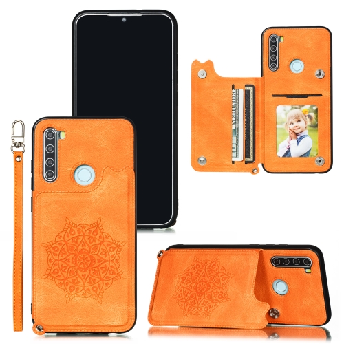 

For Xiaomi Redmi Note 8T Mandala Embossed PU + TPU Case with Holder & Card Slots & Photo Frame & Strap(Yellow)