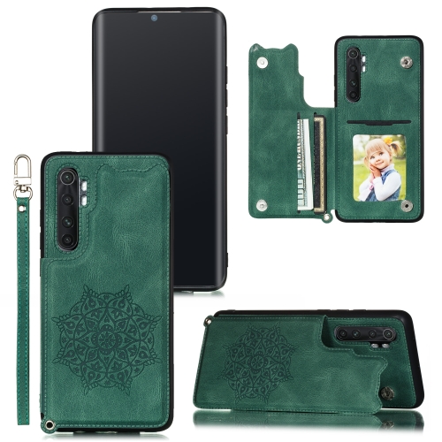 

For Xiaomi Mi Note 10 Lite Mandala Embossed PU + TPU Case with Holder & Card Slots & Photo Frame & Strap(Green)