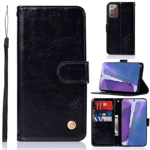 

For Samsung Galaxy Note 20 Copper Buckle Retro Crazy Horse Texture Horizontal Flip Leather Case with Holder & Card Slots & Wallet(Black)