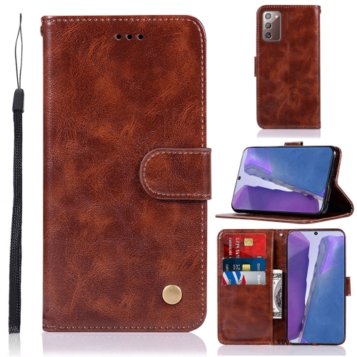 

For Samsung Galaxy Note 20 Copper Buckle Retro Crazy Horse Texture Horizontal Flip Leather Case with Holder & Card Slots & Wallet(Brown)