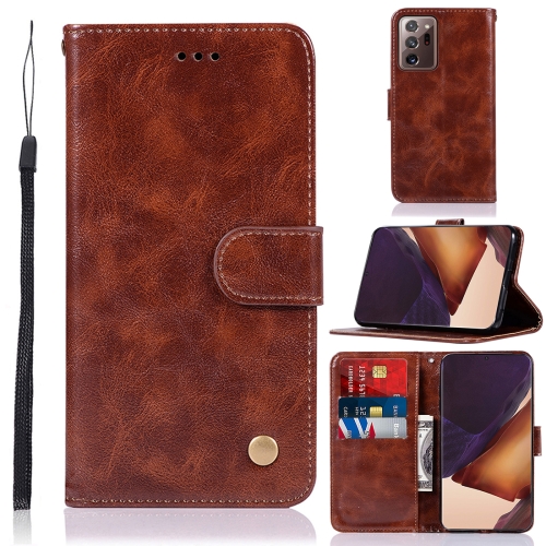 

For Samsung Galaxy Note 20 Ultra Copper Buckle Retro Crazy Horse Texture Horizontal Flip Leather Case with Holder & Card Slots & Wallet(Brown)