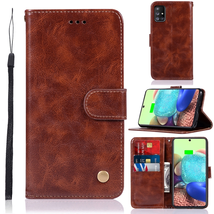 

For Samsung Galaxy A71 5G Copper Buckle Retro Crazy Horse Texture Horizontal Flip Leather Case with Holder & Card Slots & Wallet(Brown)