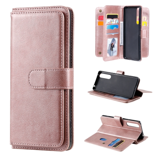 

For Sony Xpeira 1 II Multifunctional Magnetic Copper Buckle Horizontal Flip Solid Color Leather Case with 10 Card Slots & Wallet & Holder & Photo Frame(Rose Gold)